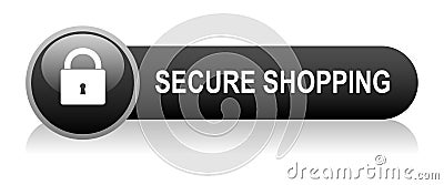 Secure shoping icon button Cartoon Illustration