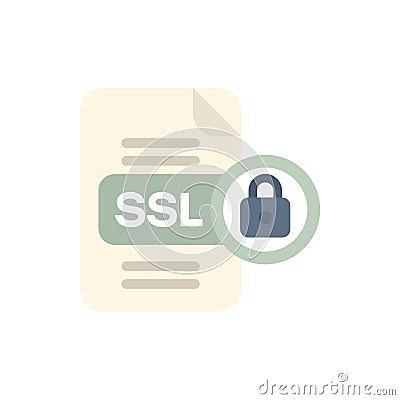 Secure ssl encrypted document for web security and privacy Vector Illustration