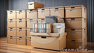 Secure Storage Solutions Document Record and Archive Boxes for Efficient Organization Stock Photo
