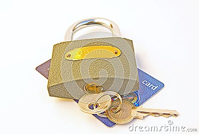 Secure transaction: credit card. Stock Photo