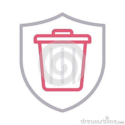 Secure trash thin line color vector icon Vector Illustration