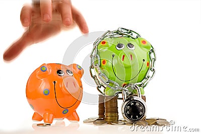 Secure and unsecure finances Stock Photo