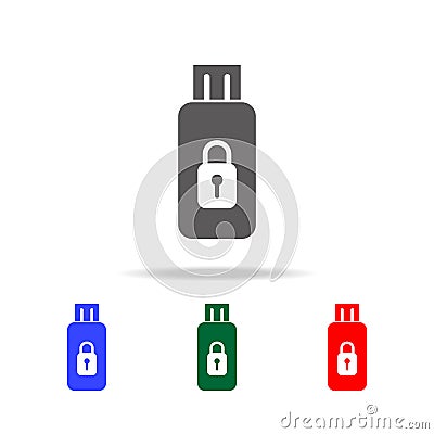 Secure Usb drive icon. Elements of cyber security multi colored icons. Premium quality graphic design icon. Simple icon for websit Stock Photo