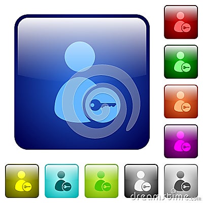 Secure user account color square buttons Stock Photo