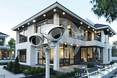 Secure window security systems in urban areas use elite noise detectors and mesh Wi-Fi to ensure safety measures. Cartoon Illustration