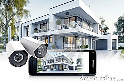 Secure your home with lookout networked security, implementing remote security management in a private, protected setting with sma Cartoon Illustration