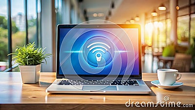 Secure Your WiFi Network A Comprehensive Design Template for Laptop Displays Stock Photo
