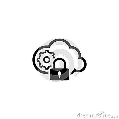Secured Cloud Processing Icon. Flat Design Stock Photo