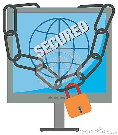 Secured Computer Vector Illustration