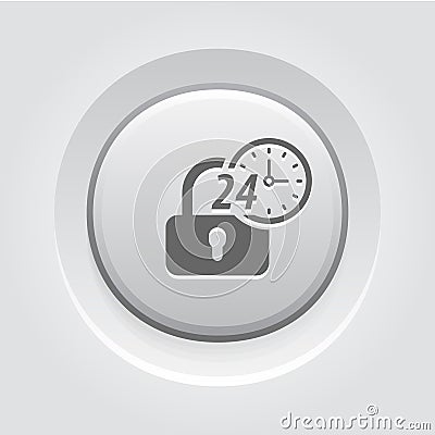 Secured 24-hour Icon. Flat Design Stock Photo