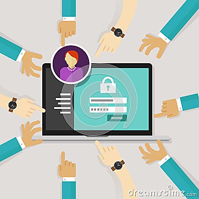 Securing access from authorize software authentication password login form system security Vector Illustration