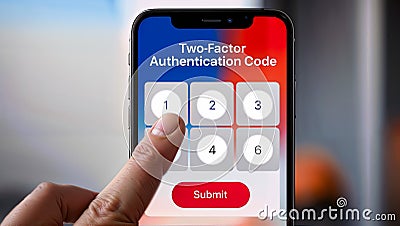 Securing Access: Two-Factor Authentication Process on Smartphone Interface Stock Photo