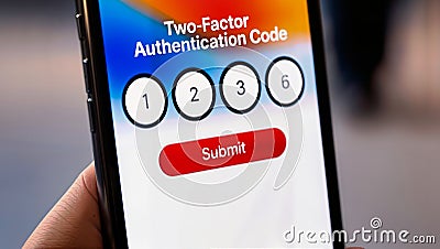 Securing Access: Two-Factor Authentication Process on Smartphone Interface Stock Photo