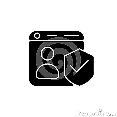 Securing accounts black glyph icon Vector Illustration