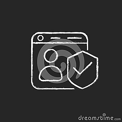 Securing accounts chalk white icon on dark background Vector Illustration