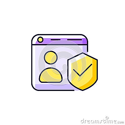 Securing accounts purple RGB color icon Vector Illustration