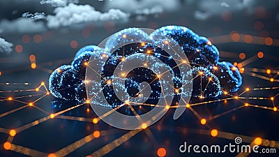 Securing Digital Data Networks in Cloud Computing: An Illustration for Cybersecurity. Concept Cloud Stock Photo