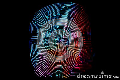 Securing Digital Identity: Abstract cyber security fingerprint, Generative AI Stock Photo