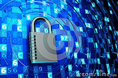 Securing, privacy, safety data access, network firewall, computer data protection and information security concept Stock Photo
