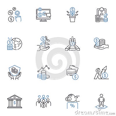 Securities Trading Center line icons collection. Stocks, Bonds, Shares, Trading, Exchange, Investment, Broker vector and Vector Illustration