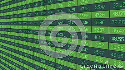 Securities trading statistics, share price indices update on stock market board Stock Photo