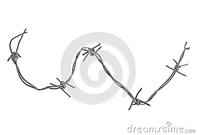 Security barbed wire fence isolated on white background Stock Photo