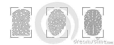 Security biometric thumb id identification set. Stock Photo