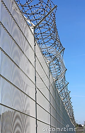 Security boundary barbed fence Stock Photo