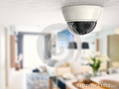 Security camera or cctv camera on ceiling Stock Photo