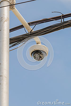 Security Camera or CCTV closed circuit televisionin the park. Stock Photo