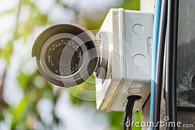 Security Camera CCTV guard on the roof. Stock Photo