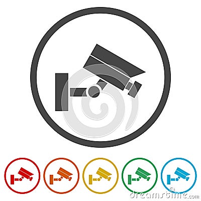 Security camera icon, 6 Colors Included Vector Illustration