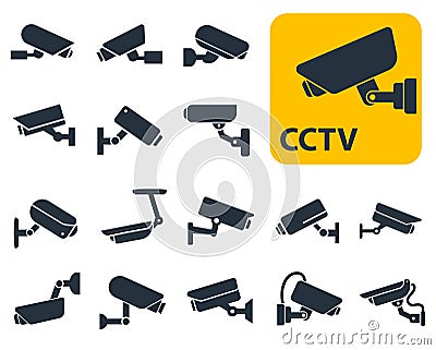 Security camera icons, video surveillance Vector Illustration