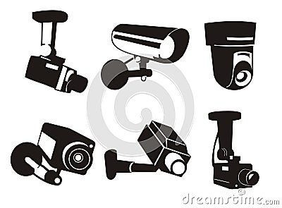 6 Security Camera Vector Illustration