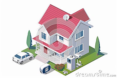 Security camera integrates smart alerts, breach detection, and protective network interface to safeguard privacy with precise dept Cartoon Illustration