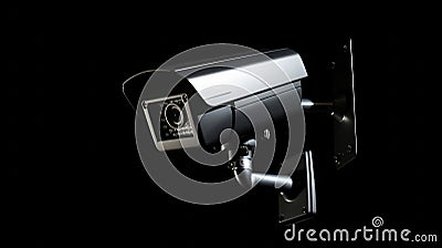 Security Camera isolate on black background. Neural network AI generated Stock Photo