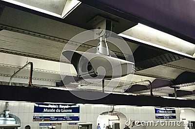 Security camera on the metro Stock Photo