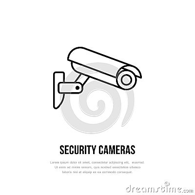 Security camera vector flat icon, safety system logo. Flat sign for video monitored zone Vector Illustration