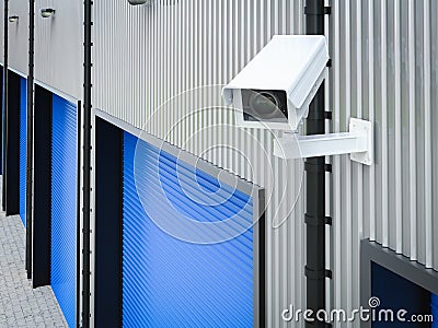 Security camera in warehouse Stock Photo