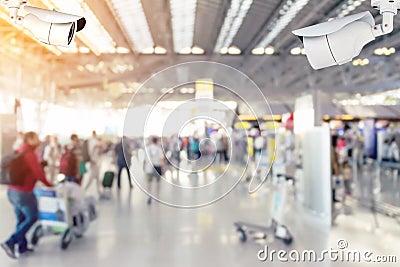 Security cameras (CCTV) inside the airport. Stock Photo