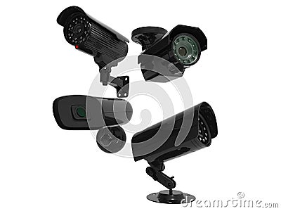 Security cameras - covering all angles Stock Photo