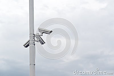 Security cameras on the post Stock Photo