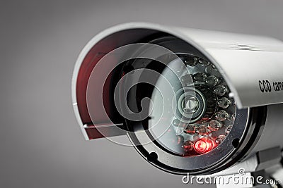 Security CCTV camera in office building Stock Photo