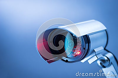 Security CCTV camera in office building Stock Photo