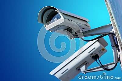 security CCTV camera or surveillance system in office building Stock Photo