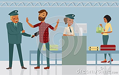 Security check at the airport Vector Illustration