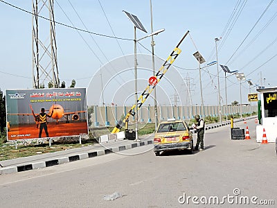 Security check outside Al Najaf International Airport, Iraq Editorial Stock Photo