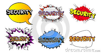 Security. Comic book word text on abstract comics bubble. Vector Illustration