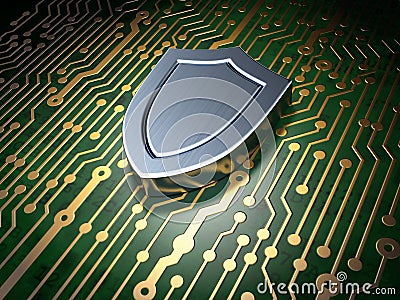 Security concept: circuit board with shield icon Stock Photo