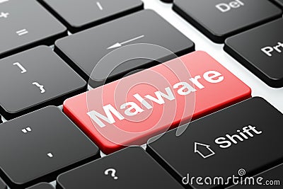 Security concept: Malware on computer keyboard Stock Photo